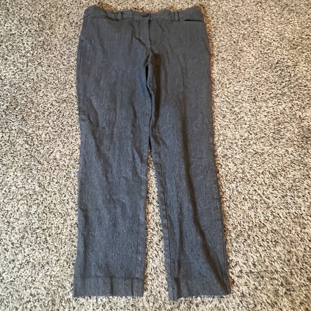 Loft Skinny Dress Pants Womens 10 Charcoal‎ Gray Textured Cotton Blend Workwear